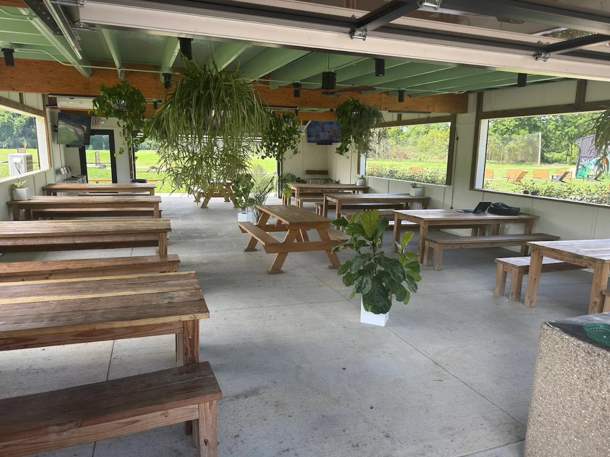 The patio and bar at The Acres